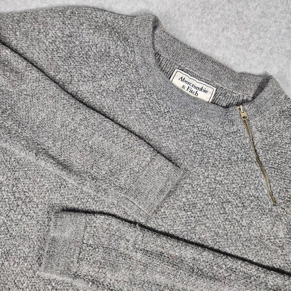Abercrombie & Fitch Womens Grey Marl Shoulder Zip Sweater Size Large Y2K